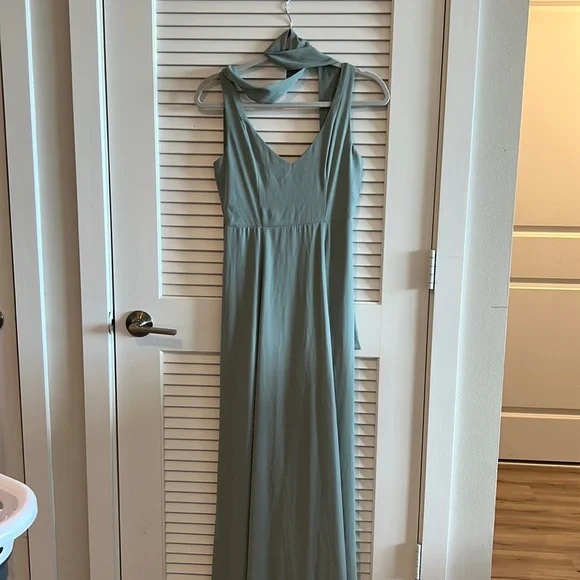 blue dress for baby girl Six Stories Cami Cowl Front Satin Bridesmaid Dress